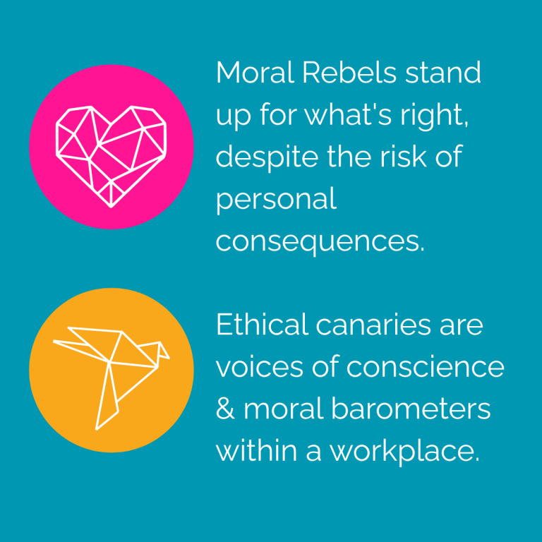Moral Rebels & ethical canaries Moral Rebels stand up for what's right, despite personal consequences. Ethical canaries are voices of conscience & moral barometers at work